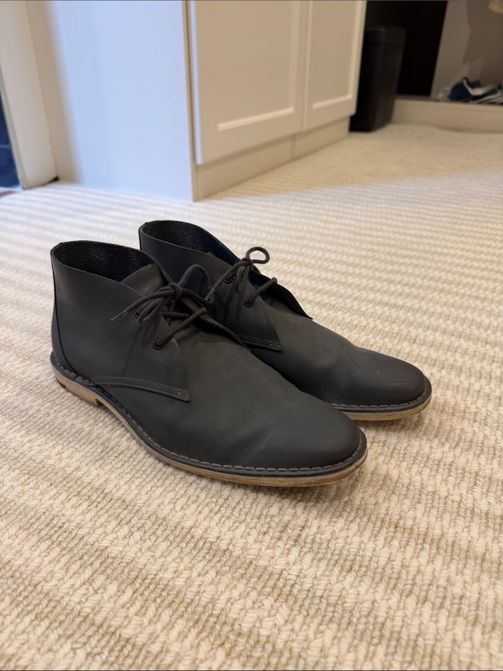 Pierre Hardy Black Leather Chukka Boots with Contrast Sole